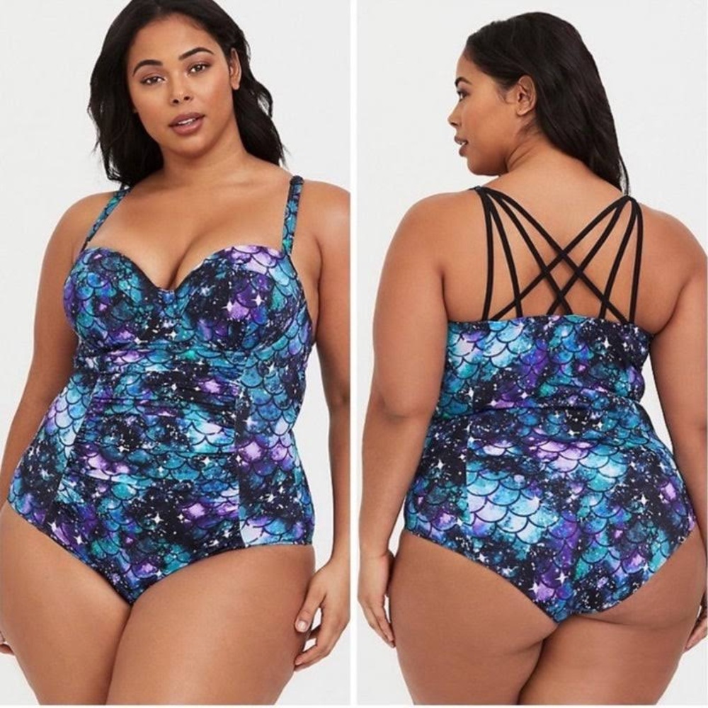 Torrid size 3 galaxy one piece swim suit